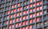 Building with heart-shaped lighting pattern